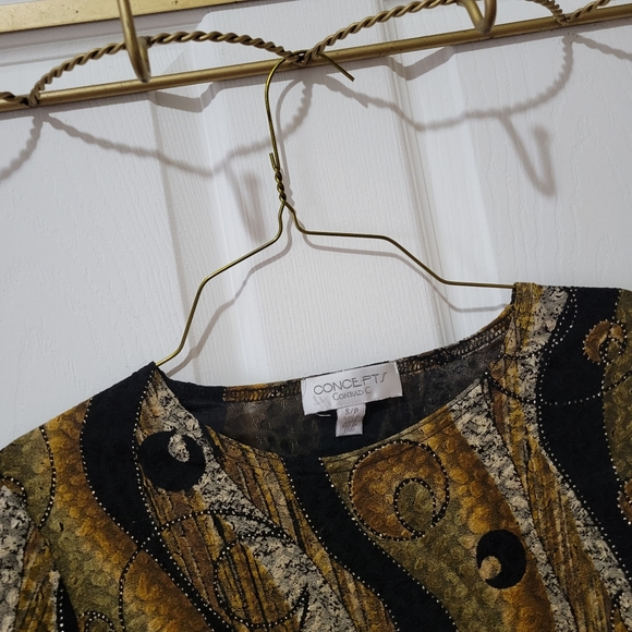 Vintage y2k moon print brown black long sleeve tee Concepts Conrad C small - Picture 6 of 11